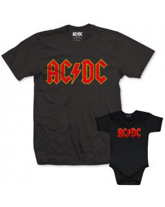 Duo Rockset AC/DC Vater-T-shirt & AC/DC Baby Body Color Logo